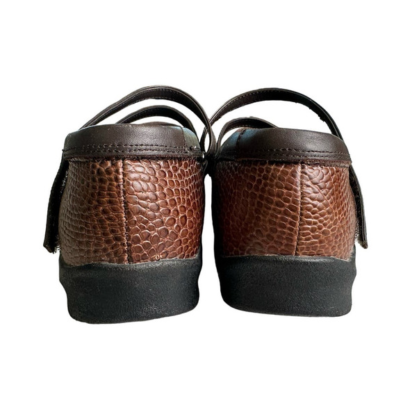 Aetrex Mary Jane Flat Loafer Two-Tone Brown Pebble Leather Women's Size 9 X-Wide - Picture 5 of 14
